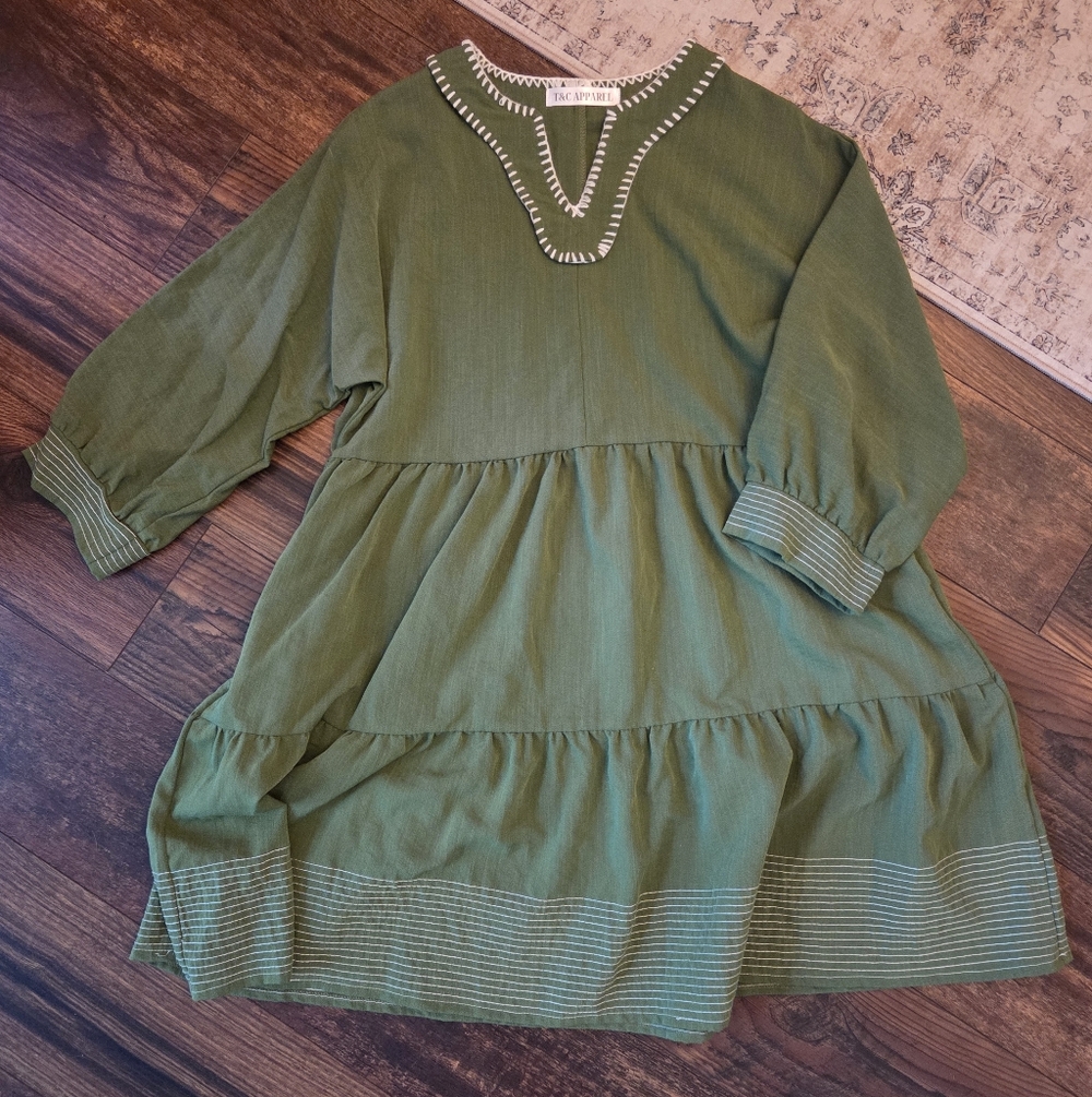 Elegant Olive Green Women's Casual Dress